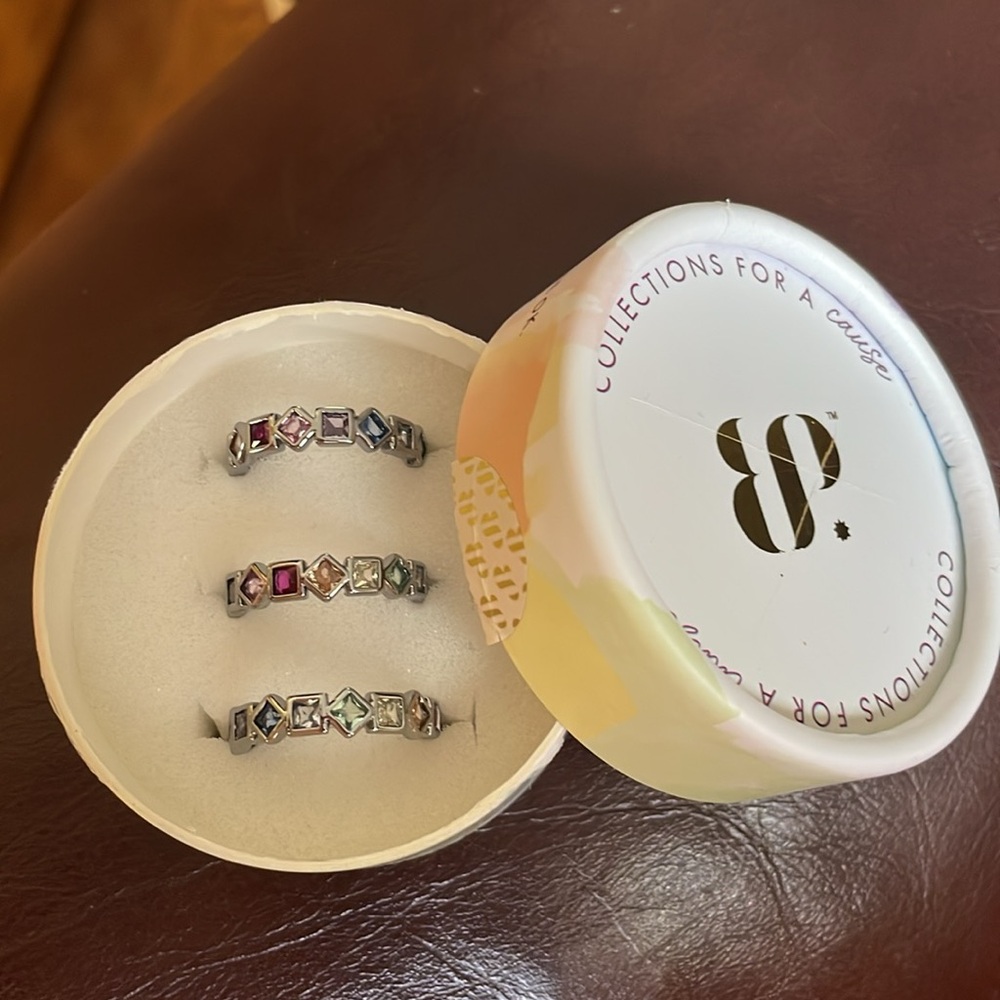 Elegant Multi-Color Gemstone Ring Set